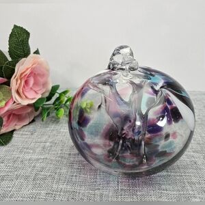 Vintage Kitras Art‎ Glass Hand Blown Large Globe 5” Hanging Suncatcher Ornament